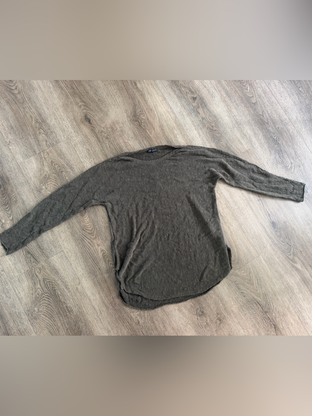 Eileen Fisher Olive Scoop Neck Lightweight Sweater